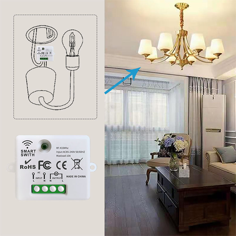 WenQia Wireless Light Switch 433MHz RF Mini Module 10A Remote Controller Wall Panel