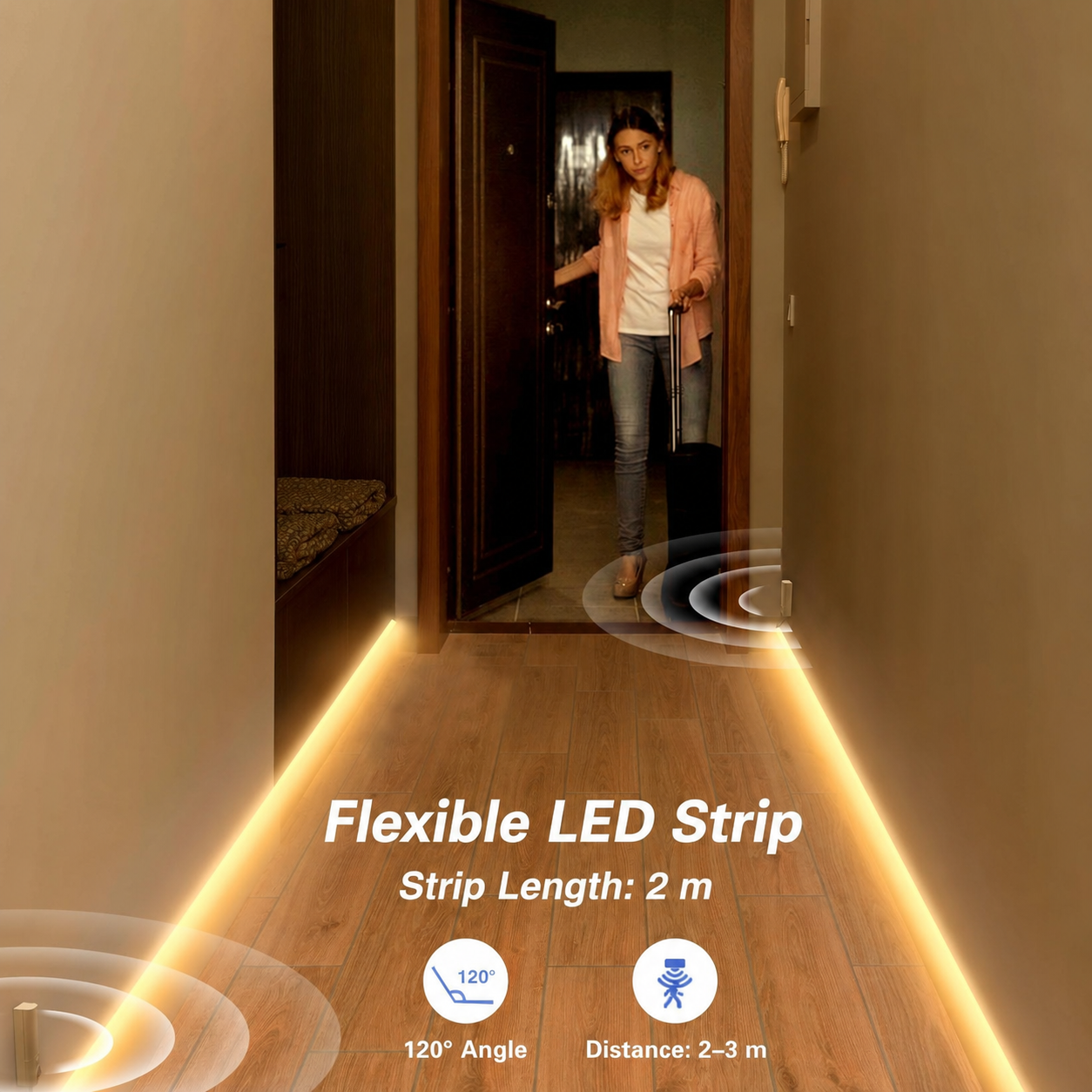 WOBANE CL13-2700 LED Strip Light with Motion Sensor Rechargeable USB