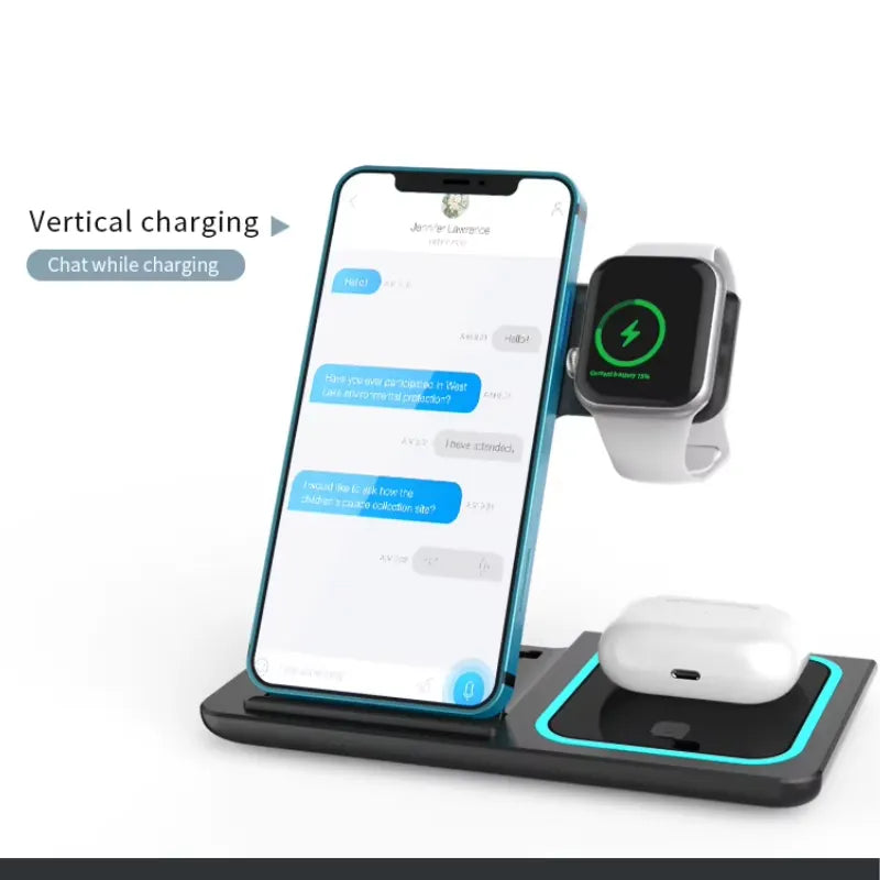 3 in 1 Foldable Wireless Charger 15W Fast Charging