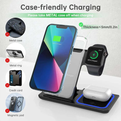 3 in 1 Foldable Wireless Charger 15W Fast Charging