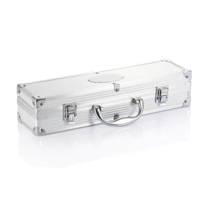 Durable 3-Piece Stainless Steel Barbecue Tool Set with Portable Aluminum Case