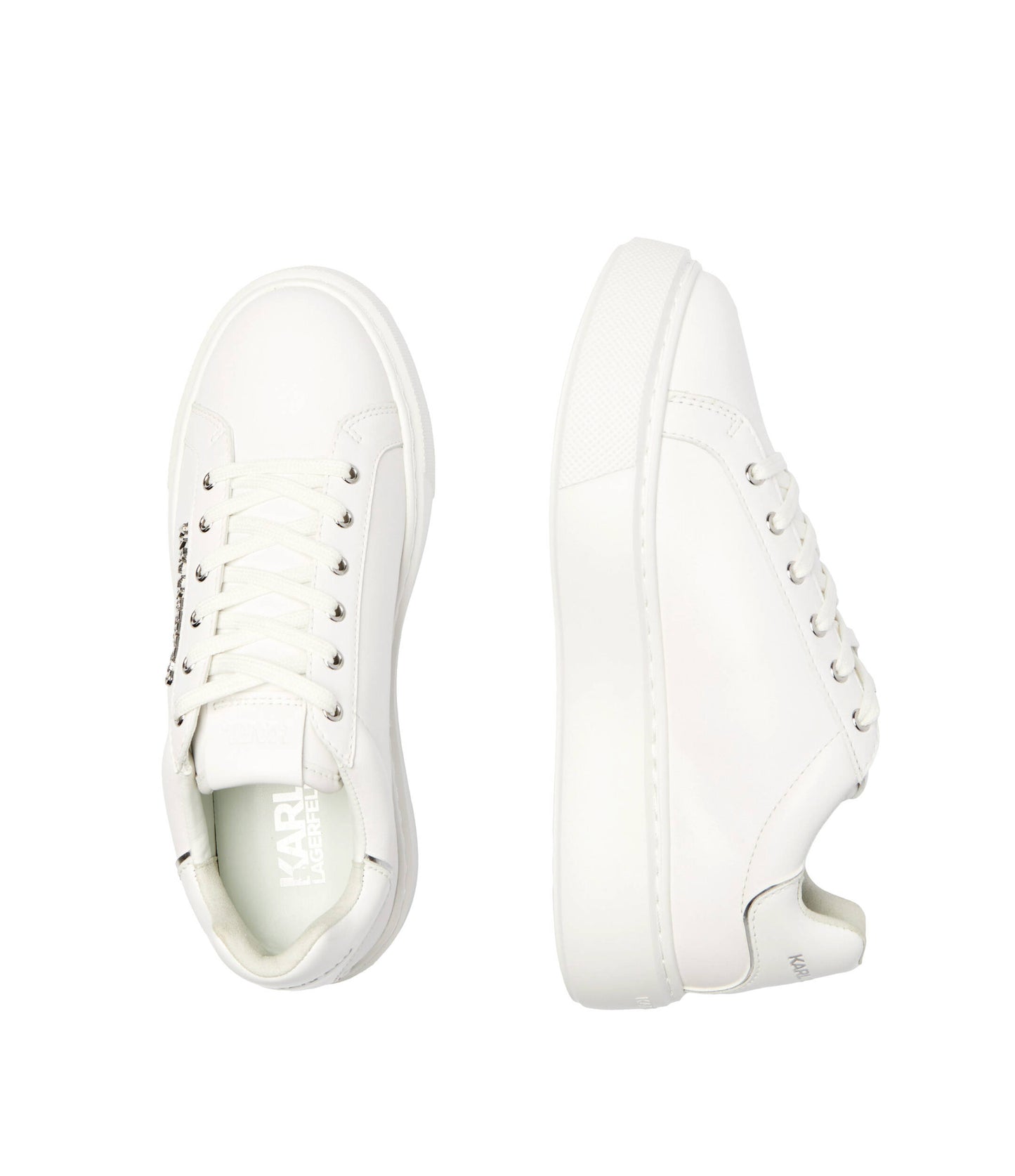 Karl Lagerfeld Maxi Kup White Leather Platform Sneakers for Women