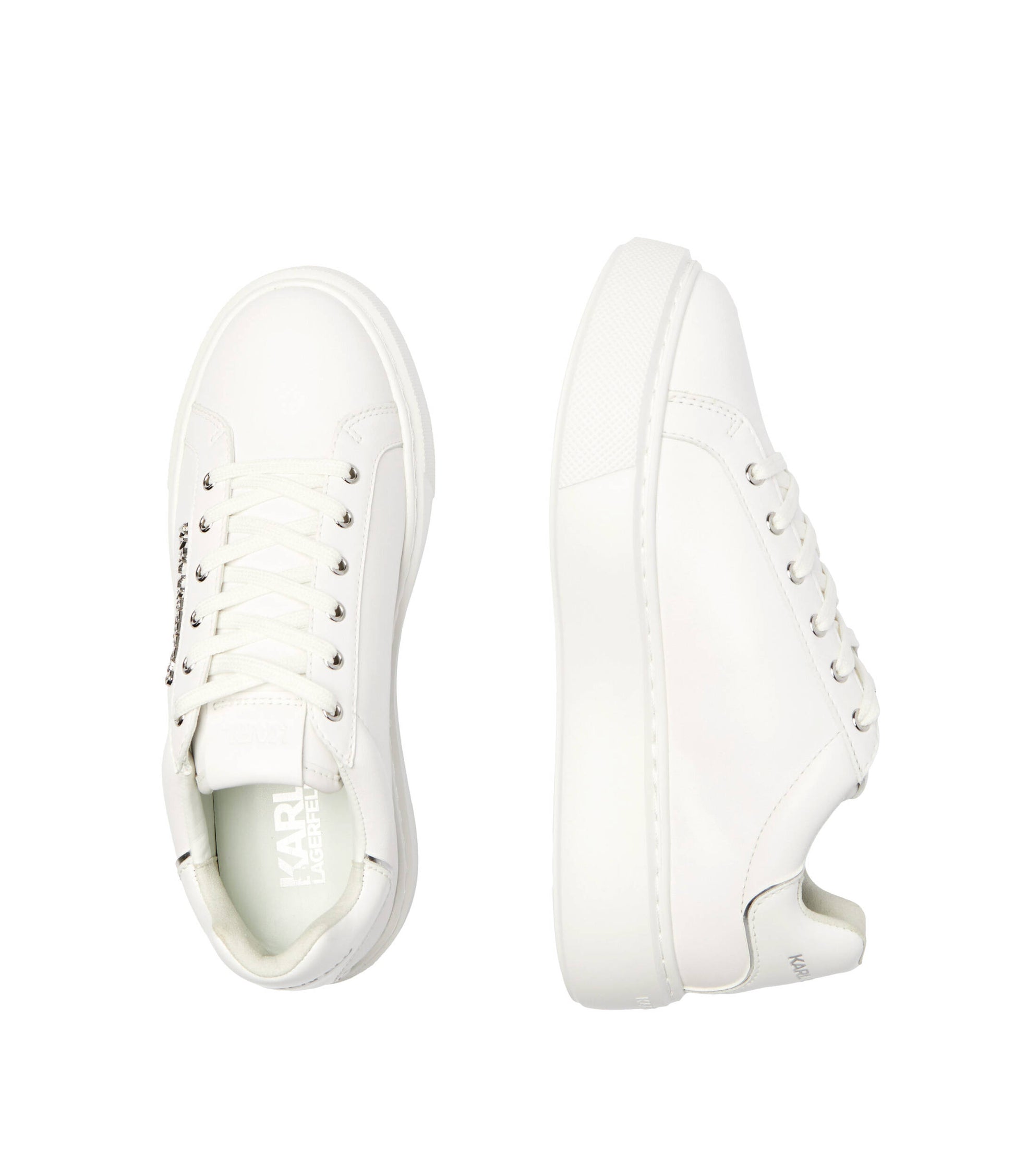 Karl Lagerfeld Maxi Kup White Leather Platform Sneakers for Women