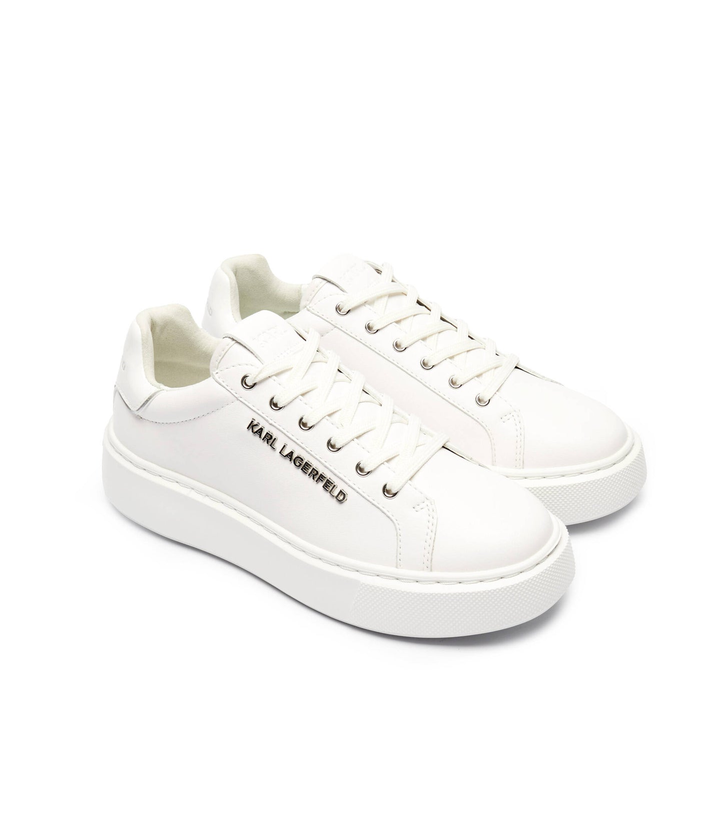 Karl Lagerfeld Maxi Kup White Leather Platform Sneakers for Women