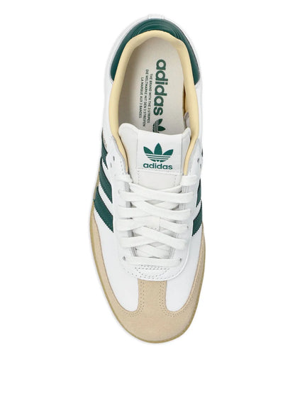 Adidas Samba Classic White Leather Sneakers with Green Stripes and Gum Sole