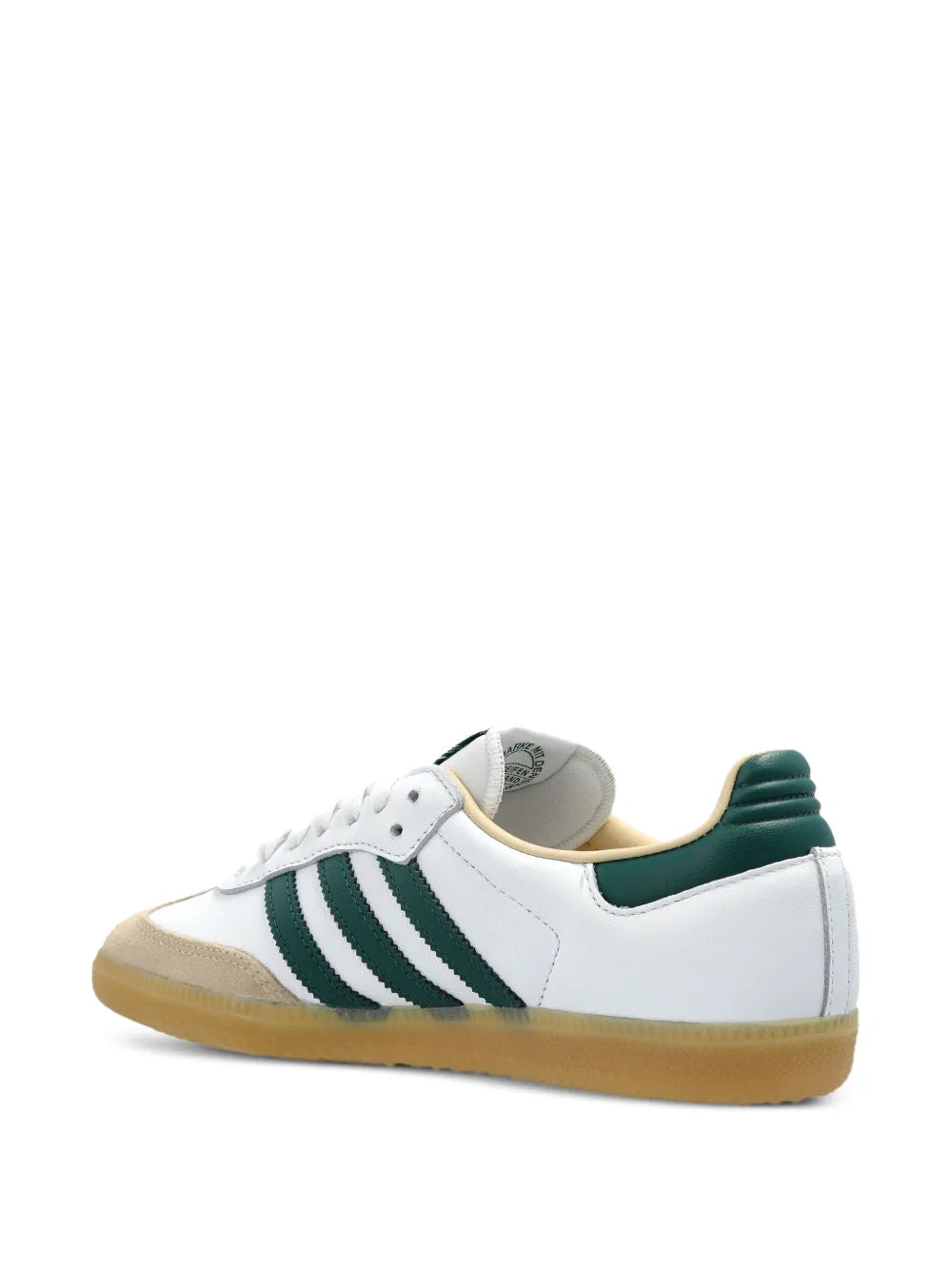 Adidas Samba Classic White Leather Sneakers with Green Stripes and Gum Sole