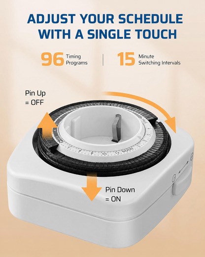 Dewenwils Mechanical Timer Outlet 96 Segments 2-Pack