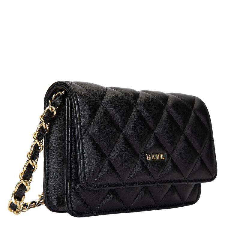DARK Chic Quilted Leather Mini Crossbody Bag with Elegant Chain