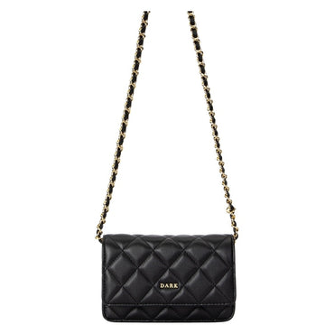 DARK Chic Quilted Leather Mini Crossbody Bag with Elegant Chain