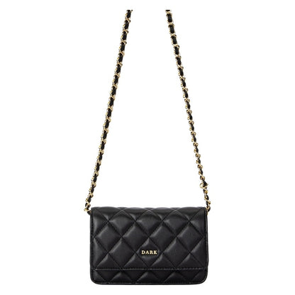 DARK Chic Quilted Leather Mini Crossbody Bag with Elegant Chain