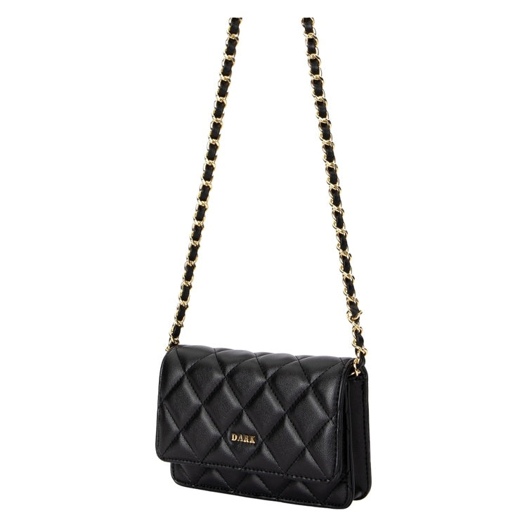 DARK Chic Quilted Leather Mini Crossbody Bag with Elegant Chain