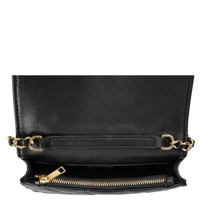DARK Chic Quilted Leather Mini Crossbody Bag with Elegant Chain
