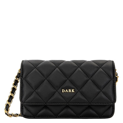 DARK Chic Quilted Leather Mini Crossbody Bag with Elegant Chain