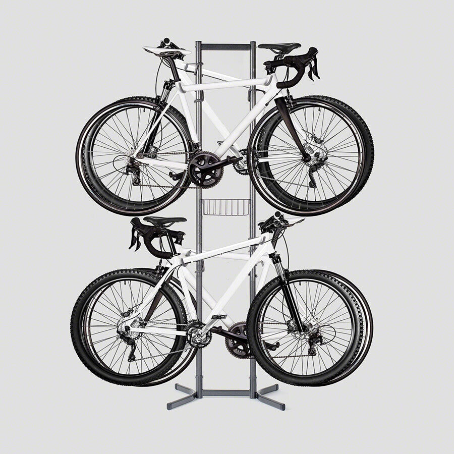 Delta Freestanding 4-Bike Storage Rack: Heavy-Duty, Adjustable Arms with Basket