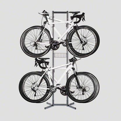 Delta Freestanding 4-Bike Storage Rack: Heavy-Duty, Adjustable Arms with Basket
