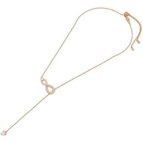 Swarovski Infinity Y-Shaped Elegant Rose Gold Crystal Adjustable Necklace