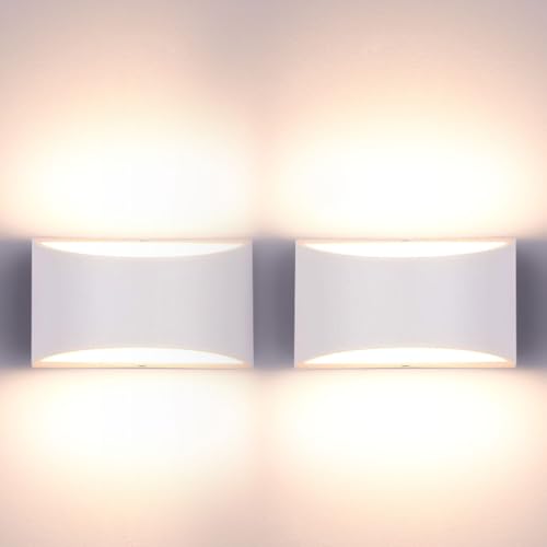Glighone 2-Pack Dimmable LED Wall Sconce Up Down Light Warm White Modern Indoor Lamp