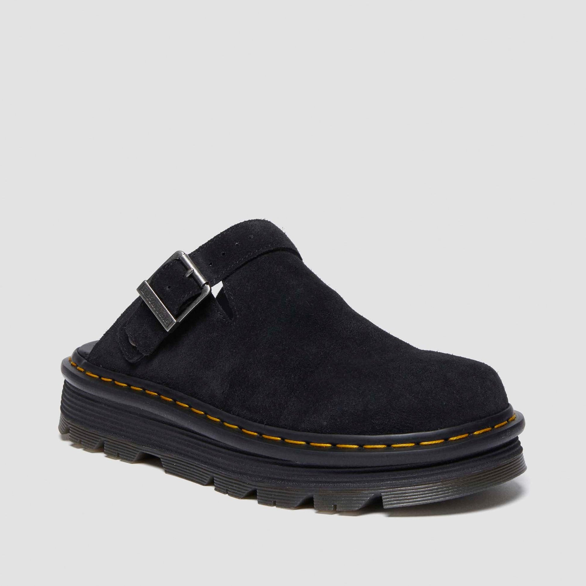 Dr. Martens Zebzag Black Suede Casual Slingback Platform Mules - Cushioned Sole