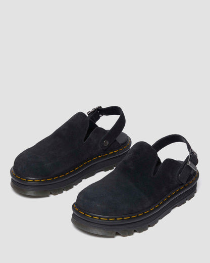 Dr. Martens Zebzag Black Suede Casual Slingback Platform Mules - Cushioned Sole