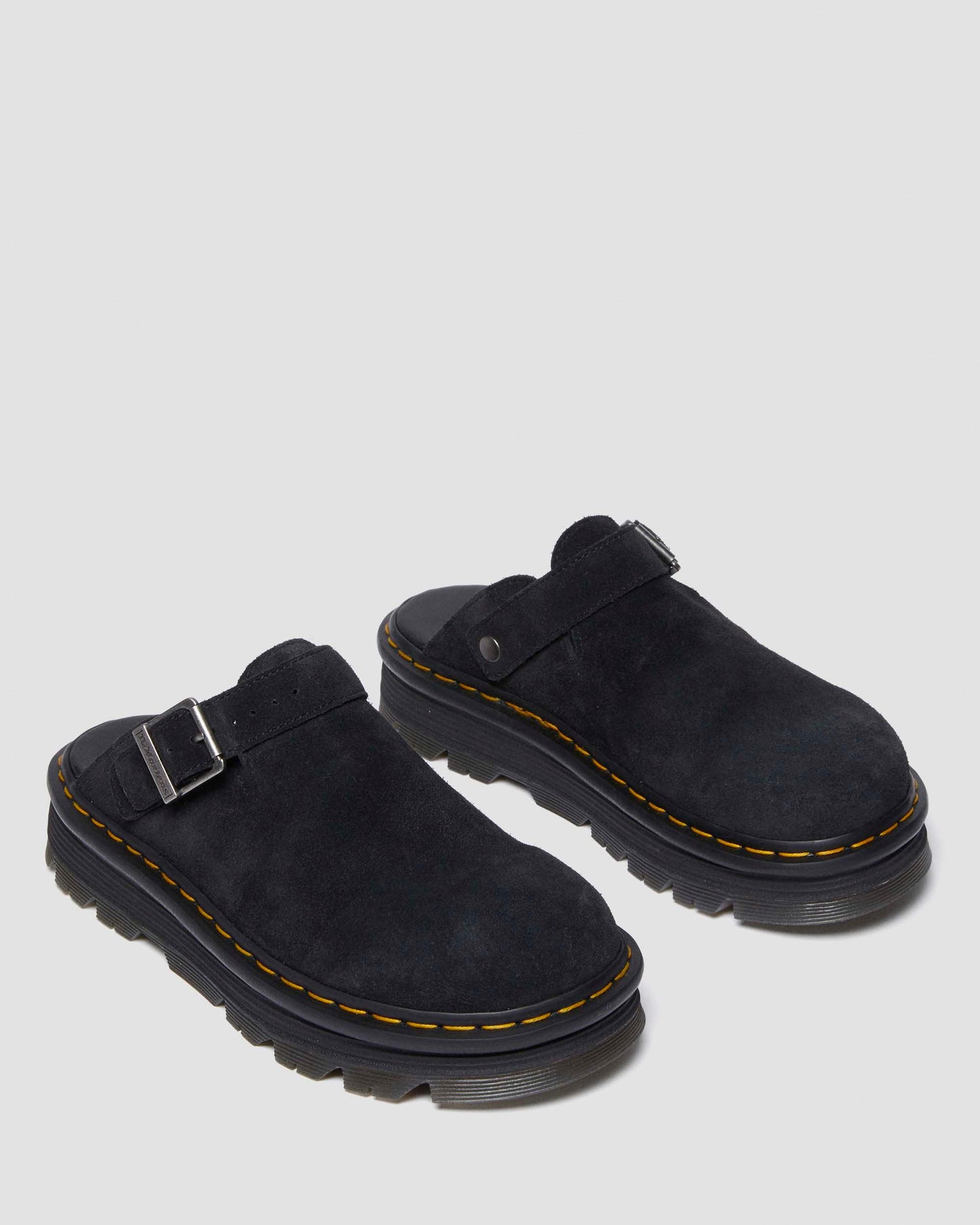 Dr. Martens Zebzag Black Suede Casual Slingback Platform Mules - Cushioned Sole