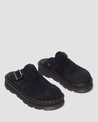 Dr. Martens Zebzag Black Suede Casual Slingback Platform Mules - Cushioned Sole