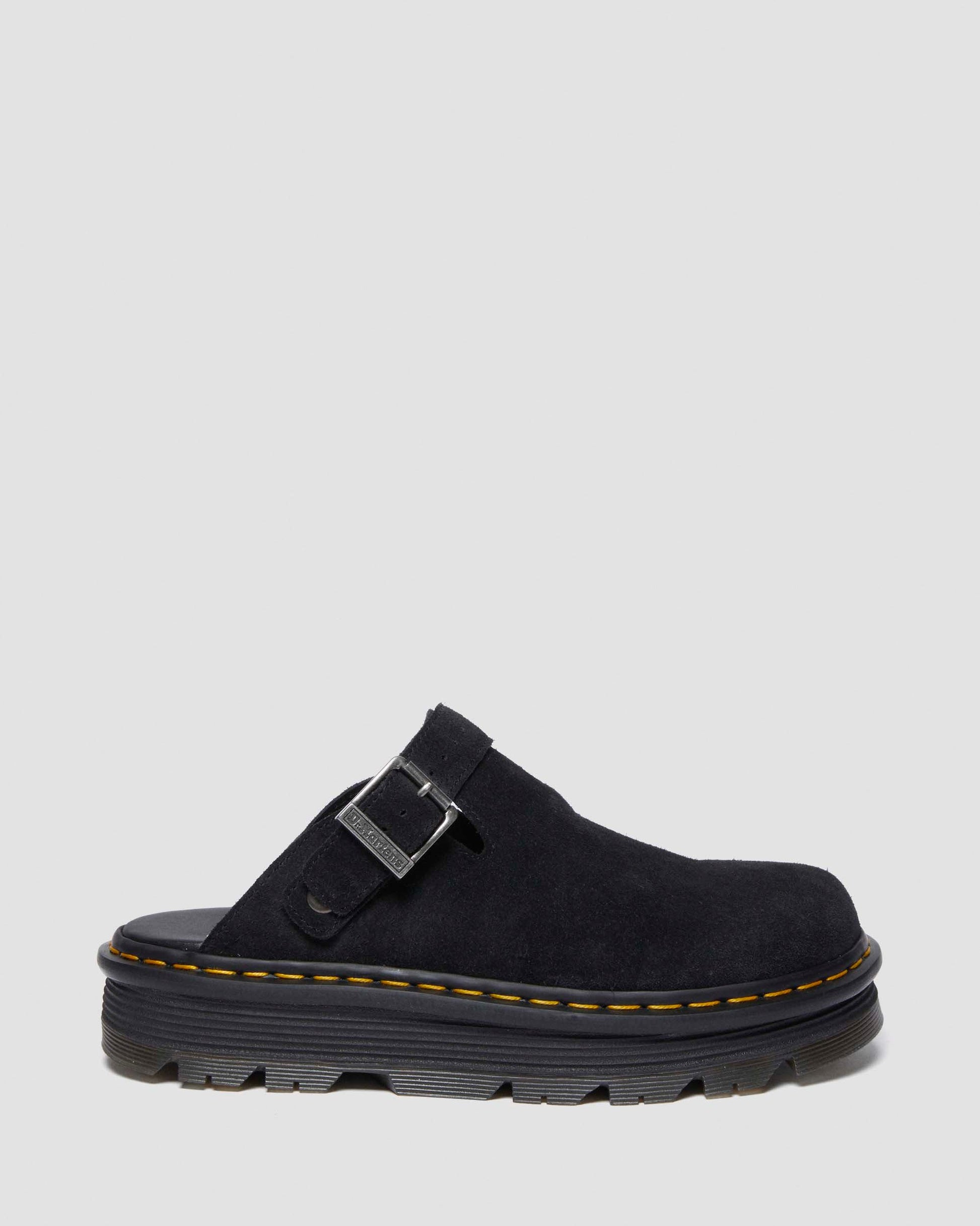 Dr. Martens Zebzag Black Suede Casual Slingback Platform Mules - Cushioned Sole