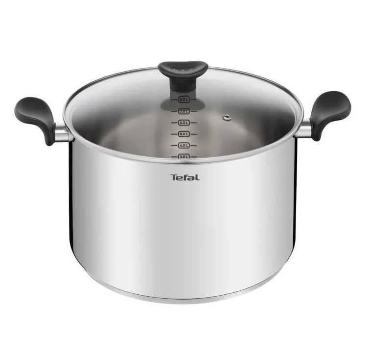 Tefal Primary 28cm Stainless Steel Cooking Pot with Clear Glass Lid