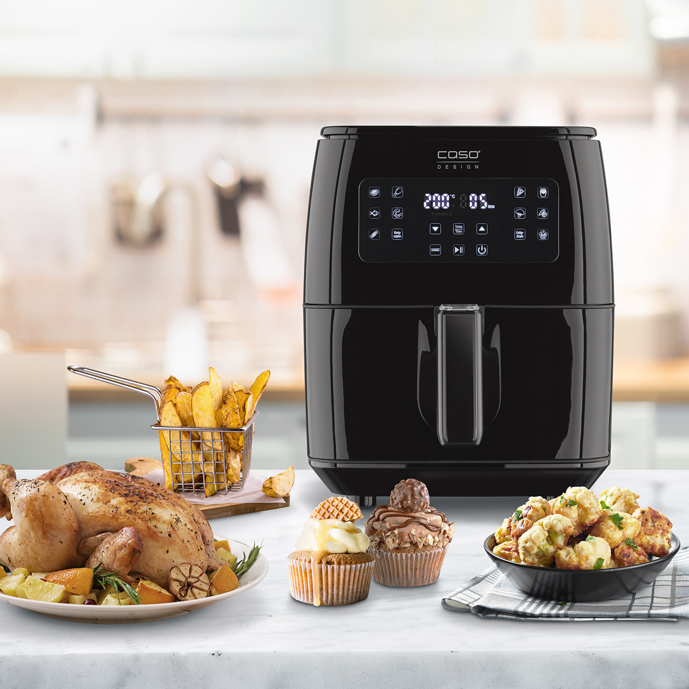 CASO AF 255 Design Air Fryer with Equipment Set for Healthy Cooking
