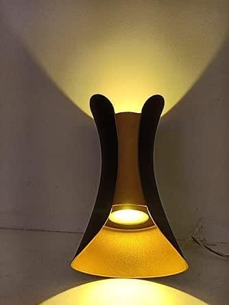 LED Wall Lamp Indoor Outdoor Modern Plastic Up and Down Single Light 10W 3000K Black and Gold