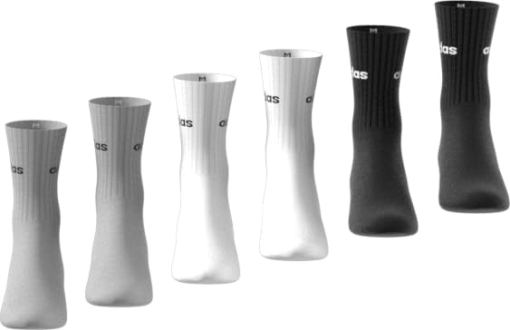 adidas Linear Crew Cushioned Socks – Unisex 6‑Pair Pack