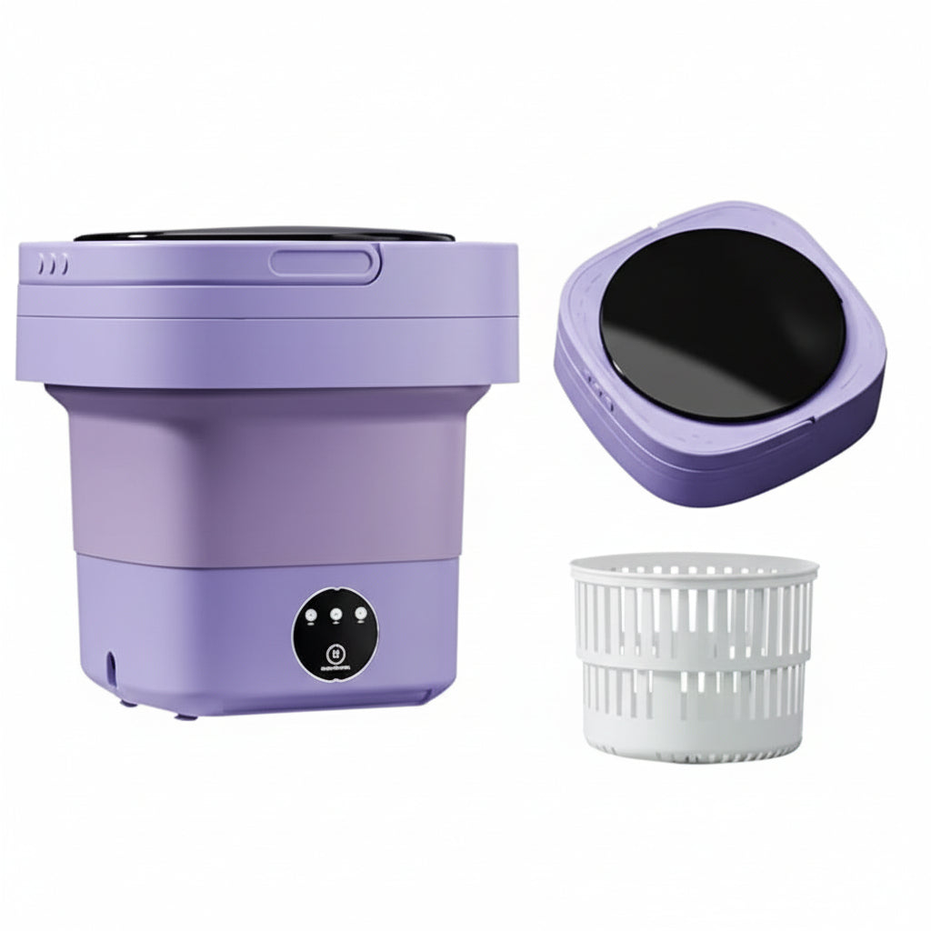 Naroote Purple Portable Collapsible Washing Machine 6.5L Mini Laundry Appliance