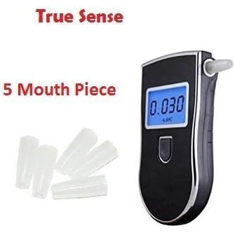 True Sense AT-818 Portable Digital Breathalyzer with 5 Mouthpieces