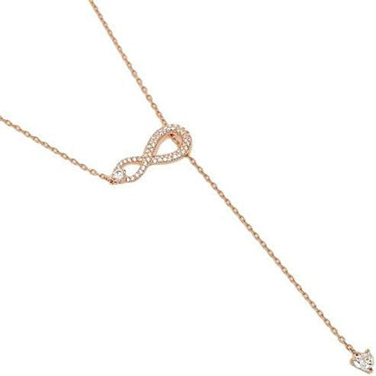 Swarovski Infinity Y-Shaped Elegant Rose Gold Crystal Adjustable Necklace