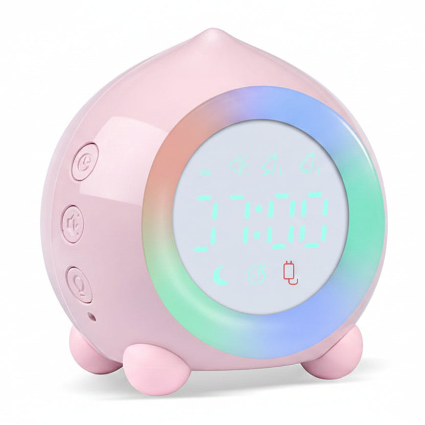 PROKING Digital Alarm Clock for Kids Sunrise Simulator Bedside Mains Powered with LED Wake Up Light Night Light Silent Pink