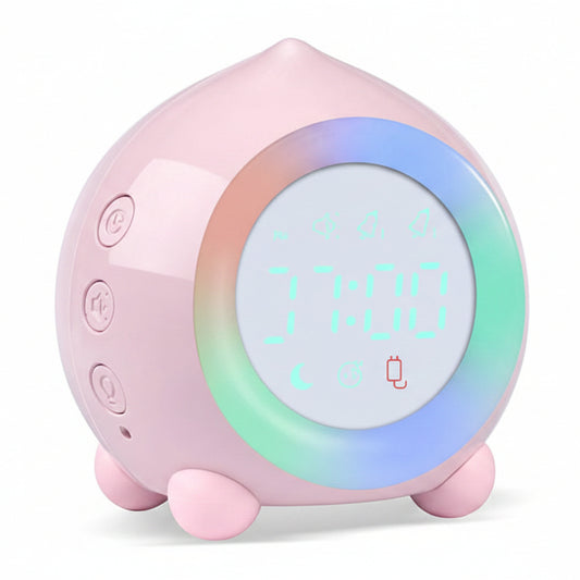 PROKING Digital Alarm Clock for Kids Sunrise Simulator Bedside Mains Powered with LED Wake Up Light Night Light Silent Pink