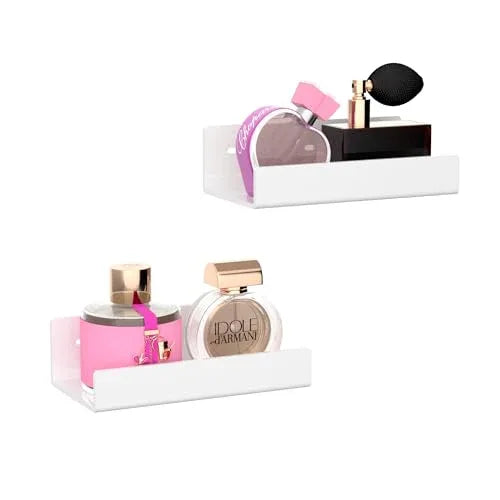 HexsonHomsa 12 Inch White Acrylic Wall Shelf – Sturdy Floating Organizer - Gomix Brands Outlet