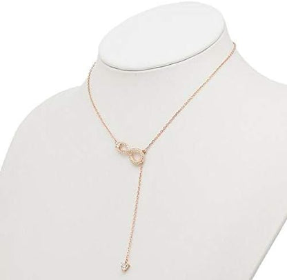 Swarovski Infinity Y-Shaped Elegant Rose Gold Crystal Adjustable Necklace