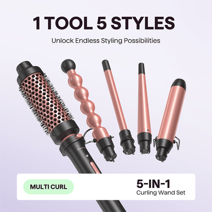 Wavytalk Multi Curl 5-in-1 Curling Wand Set