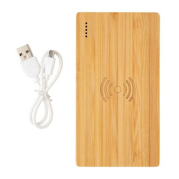 Eco Bamboo 4000 mAh Wireless 5W Power Bank for Mobile Charging