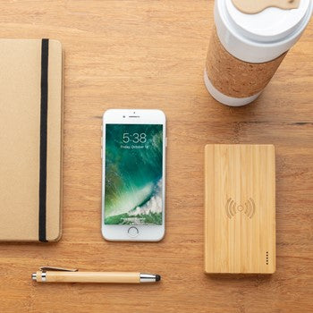 Eco Bamboo 4000 mAh Wireless 5W Power Bank for Mobile Charging