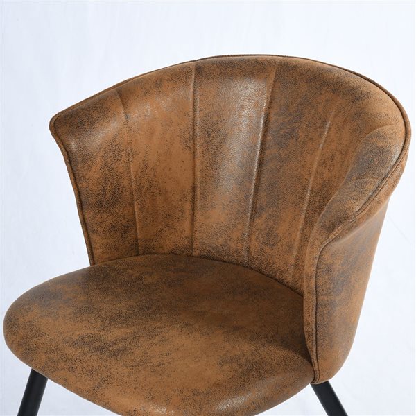 Homy Casa Doncic Vintage Brown Suede Fabric Dining Chairs - Pair