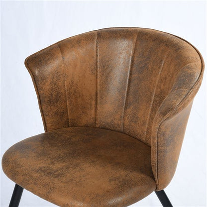 Homy Casa Doncic Vintage Brown Suede Fabric Dining Chairs - Pair