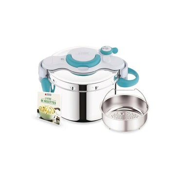 SEB ClipsoMinut'Easy 7.5L Blue Stainless Steel Pressure Cooker Retractable Handles