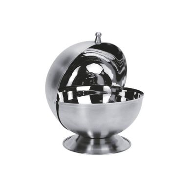 Modern Grey Stainless Steel Spherical Sugar Bowl, 13.5 cm