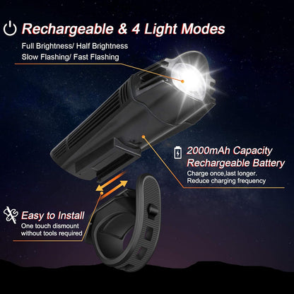 ECM USB Rechargeable Front and Tail Bike Light Set