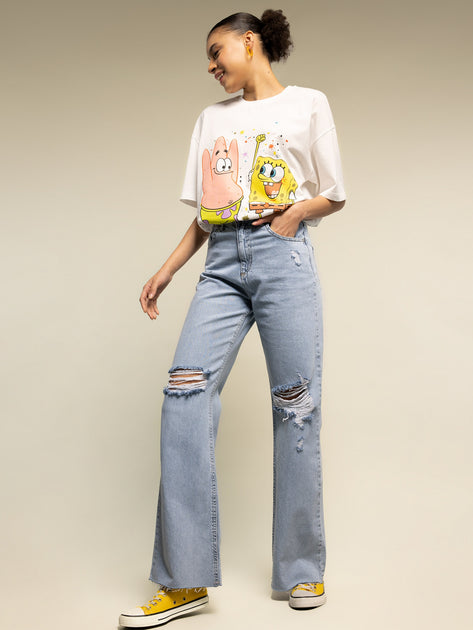 DeFacto Women's Regular Fit Ripped High Waist Blue Jeans - A3480AX-NM39