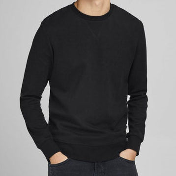 Jack & Jones Men's Premium Black Crewneck Sweatshirt - Comfortable Cotton Blend 2XL