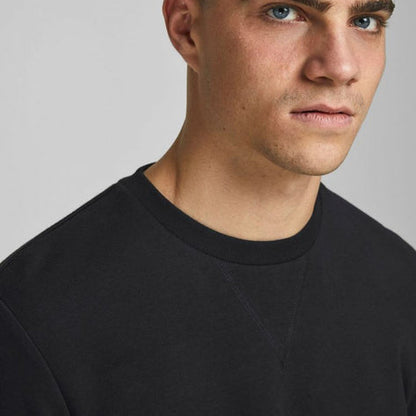 Jack & Jones Men's Premium Black Crewneck Sweatshirt - Comfortable Cotton Blend 2XL