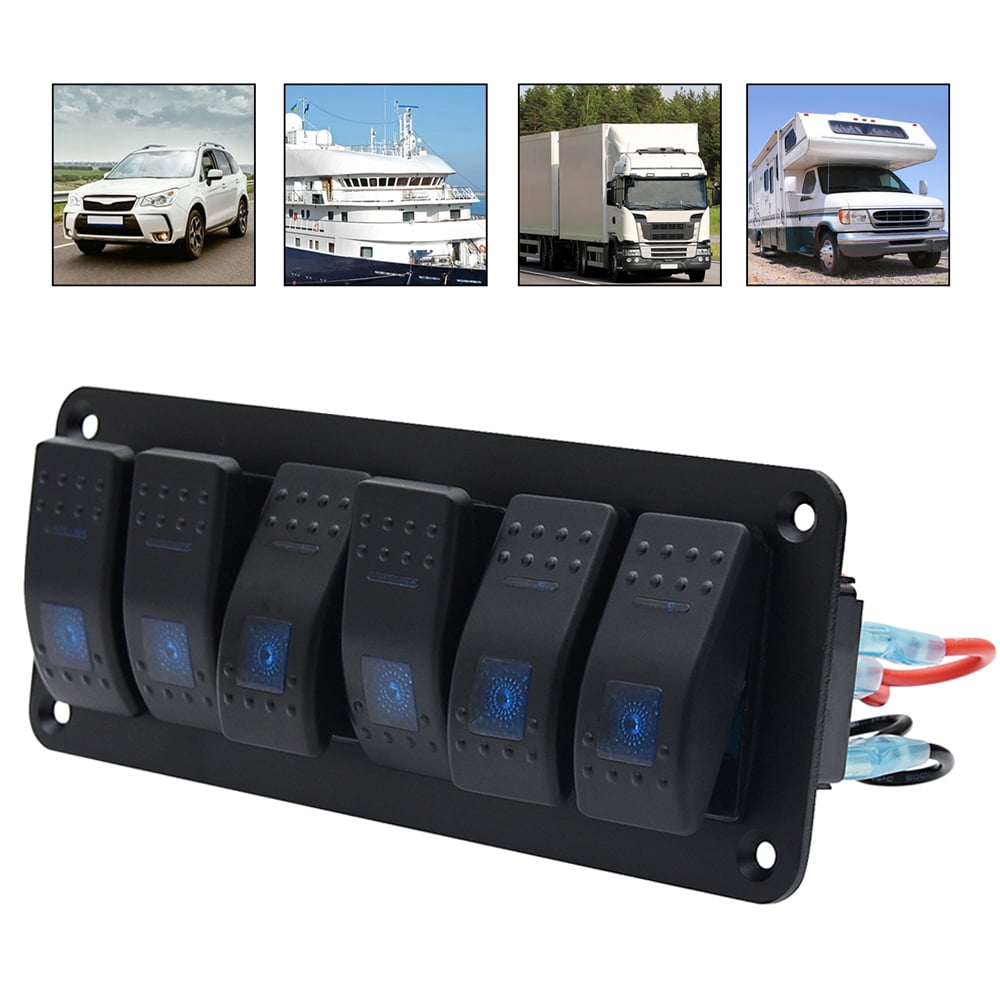 Geloo 6 Gang Rocker Switch Panel for 12V/24V Marine Car RV