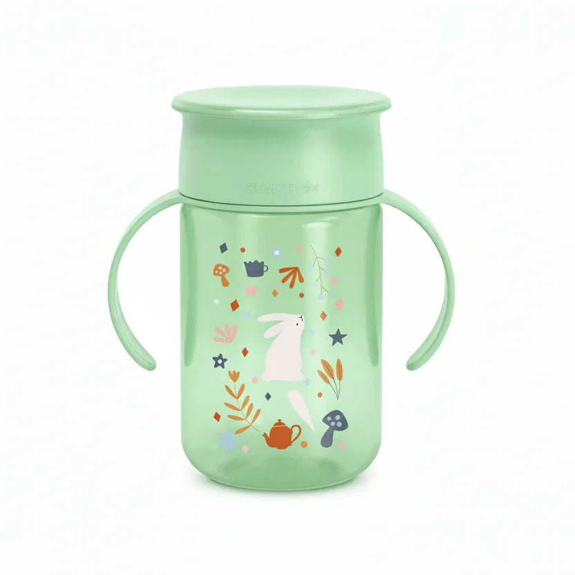 Suavinex 360° Wonderland Leak-Proof Learning Cup for Independent Drinking, Pink/GREEN - Gomix Brands Outlet